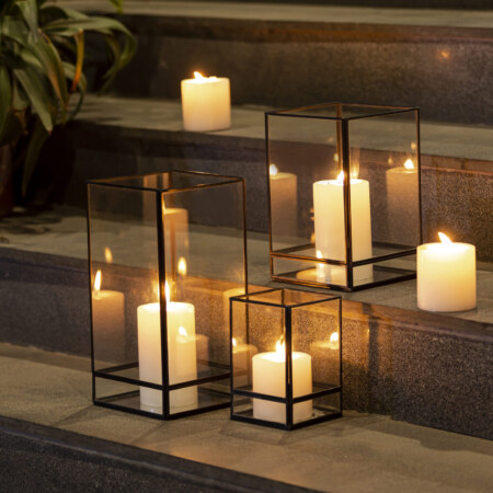 Square Glass Lantern - Set of 3