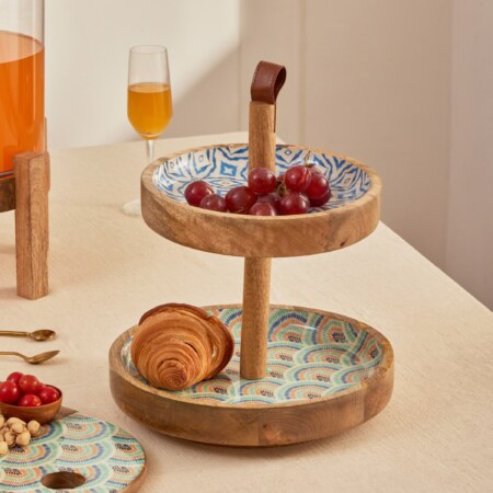 Carra 2-tier Serveware - Indigo Teal