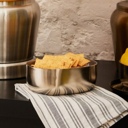 OVOID Steel Serveware Bowl - Silver