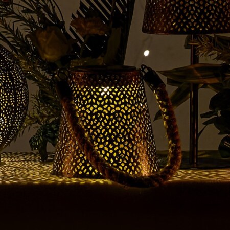 SOLAR NOURA BLACK COPPER METAL MINI LANTERN