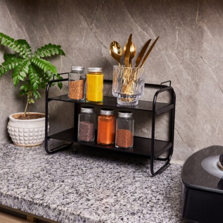 CLEAN UP 2 TIER BLACK METAL RACK