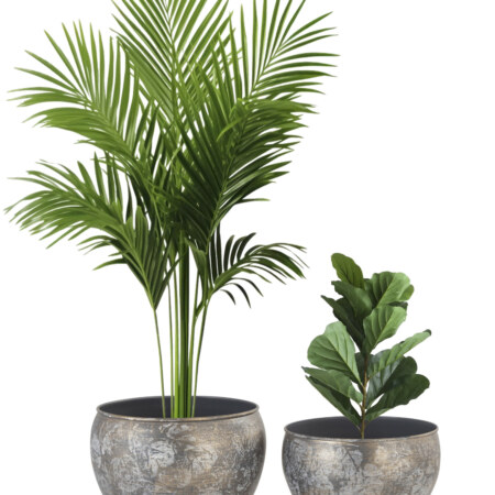VINTAGE BIG METAL TEXTURE PLANTER- SET OF 2