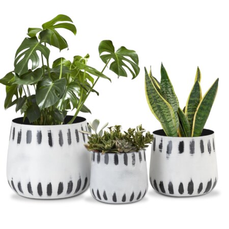 DASH WHITE BLACK METAL PLANTER