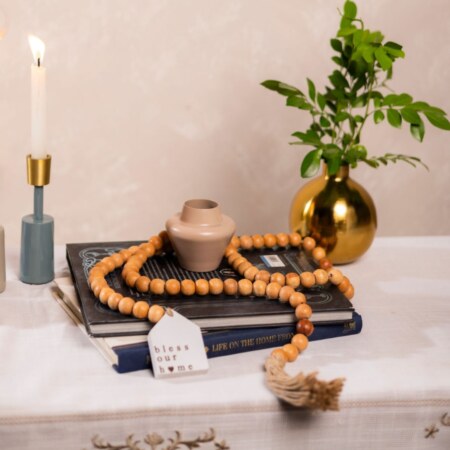 Natural Wooden Bead Garland Decor Object